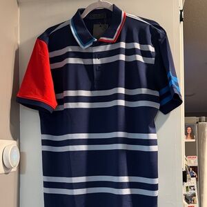 G/FORE Striped Polo with Red and Blue Accents